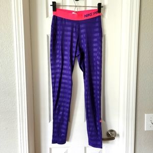 Purple Fleece Lined Nike Pro Leggings
